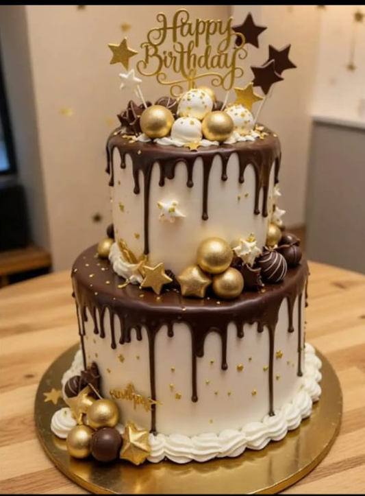 Luxury Two-Tier Chocolate Drip Birthday Cake (2Kg)